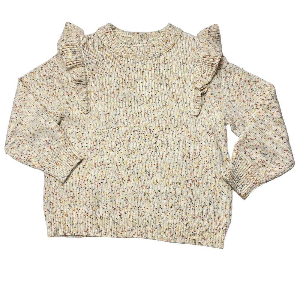 Universal Thread Confetti Ruffle Crew Neck Pullover Sweater Ivory Women's Sz 2X